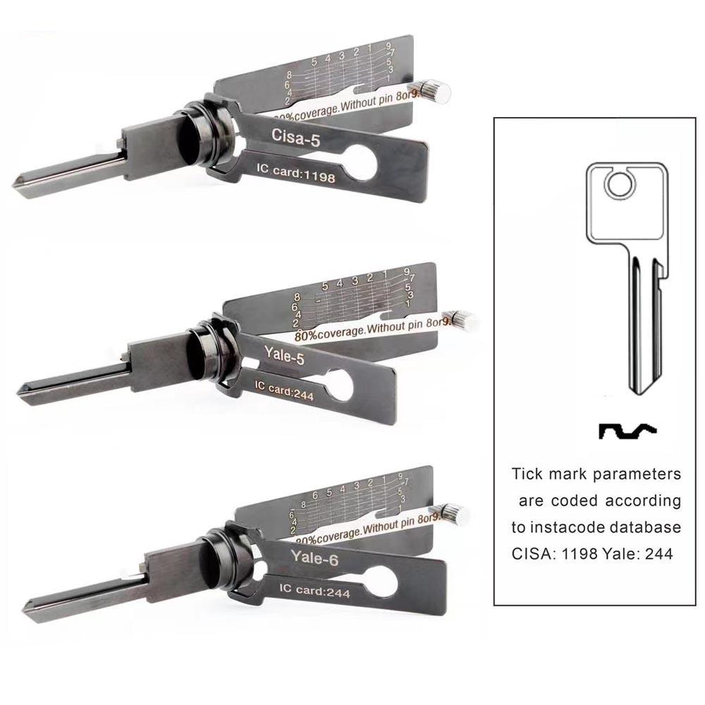 3pcs/lot 2-in-1 Lock Pick Decoder 6-Pin,5-Pin- Cisa Yale Keyway Tool ...