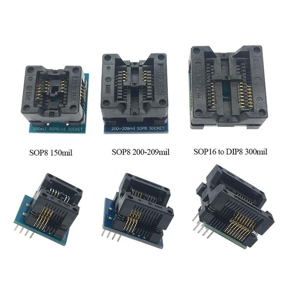 3pcs/set-SOP16-to-DIP8-Adapter+SOP8-150mil-200mil-300mil-Socket-for-EZP2010-EZP2013-CH341A-TL866CS-TL866A-Programmer