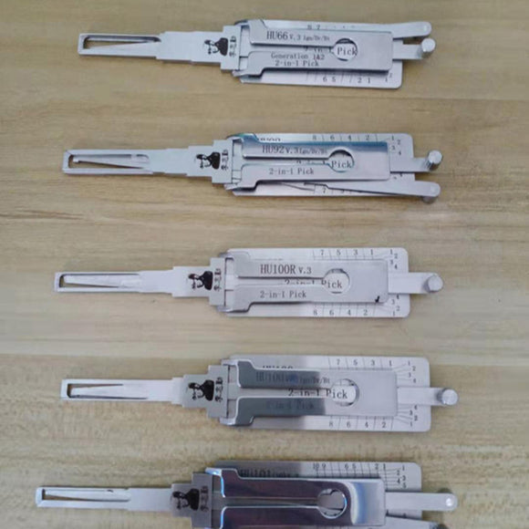 5pcs / Lot Lishi HU66 HU100 HU101 HU100R HU92 2 In 1 Original Decoder Plug Reader Hand Tool