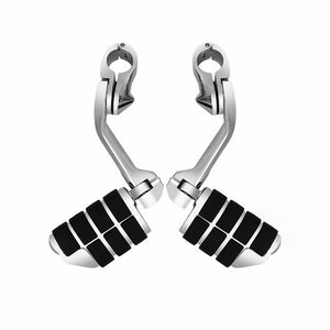 Chrome-Long-Highway-Foot-Pegs-Fit-For-Harley-Road-King-Street-Glide-1-1/4"-Bars