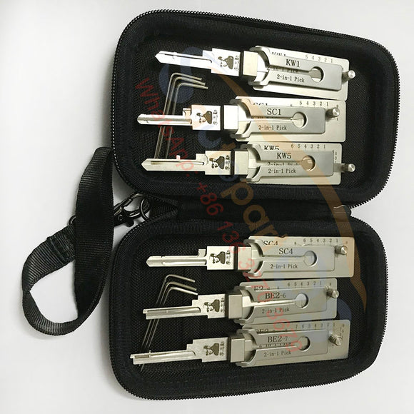6pcs / Lot Original Lishi - Residential Tools Decoder - KW1 - KW5 - SC1 - SC4 - BE2-6 - BE2-7 & Magnetic Carrying Case