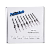 Original-TS100-MINI-65W-12-24V-Soldering-Iron-with-Aluminium-Case-All-in-one-Kit-(9-Iron-Tips,-XT60-Cable,-Holder)