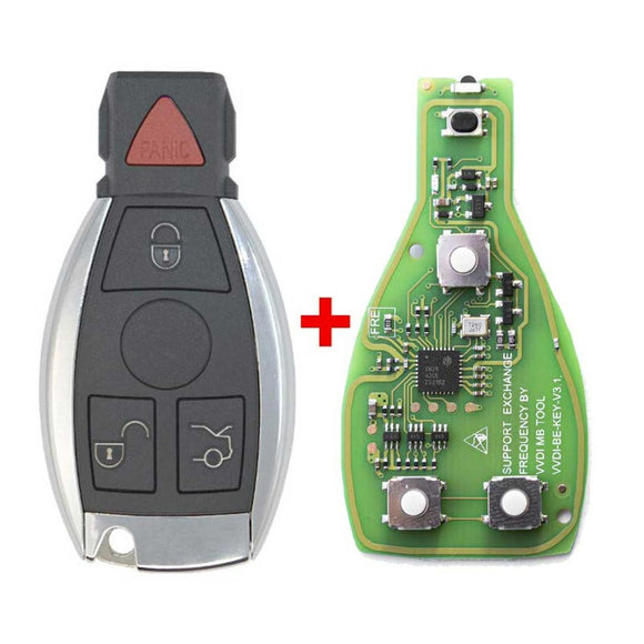 Xhorse-BGA-Chrome-433MHz-315MHz-PCB-+-Remote-Shell-for-Mercedes-Benz-4-Buttons
